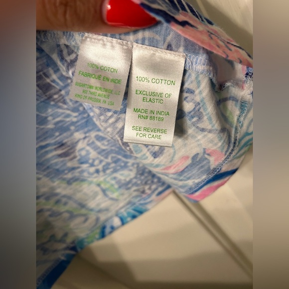 Lilly Pulitzer Essie Tank Top Saltwater Blue Size XS Beach Vacation V-Neck - Picture 4 of 7